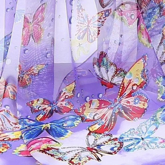Lavender Chiffon Purple Butterfly Wrap Scarf Shawl - Picture 3 of 8